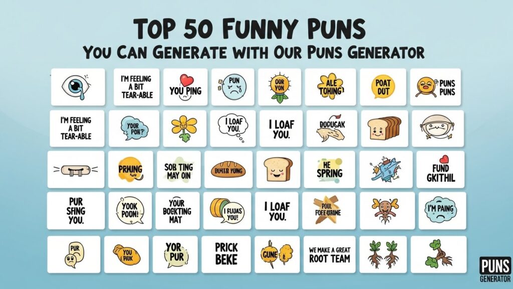 Collection of humorous pun illustrations